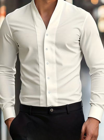 Camisa Con Cierre De Botones Y Corte Ajustado Para Hombre | Ideal Para Uso Diario Y Entornos Profesionales