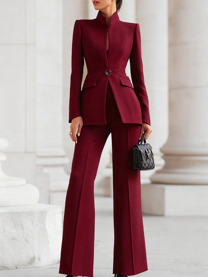 Conjunto De Traje con Chaqueta Entallada y Pantalón A Juego para Mujer | Ideal para Uso Profesional y Eventos