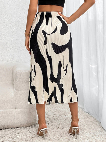 Falda Midi de Cintura Alta con Estampado Geométrico para Mujer | Ideal para Uso Diario o Eventos Formales