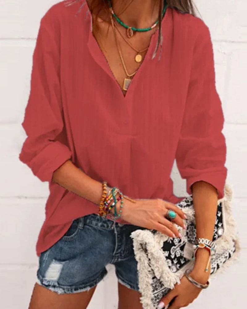 Blusa Con Corte Holgado Y Mangas 3/4 Para Mujer | Ideal Para Uso Diario En Verano