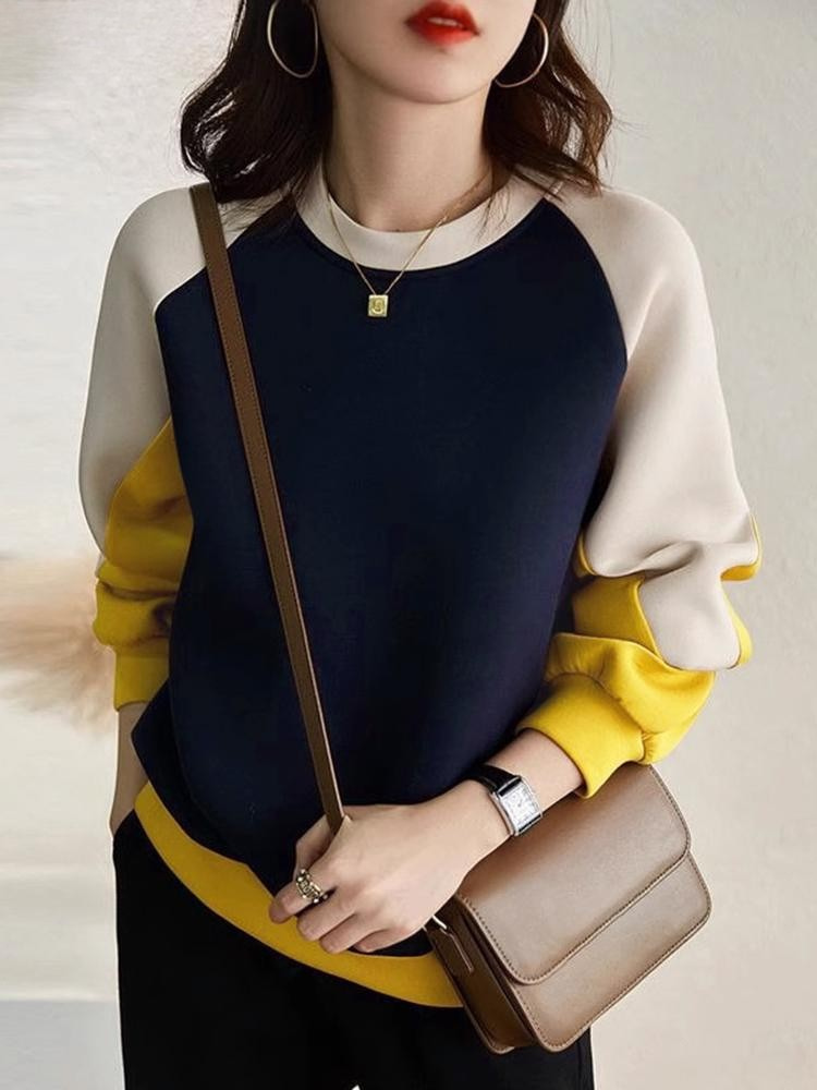 Jersey De Manga Larga Con Diseño Patchwork Para Mujer | Ideal Para Uso Diario Y Superposición