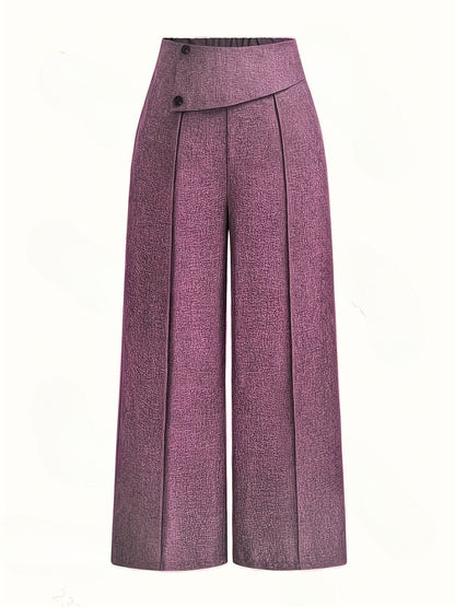 Pantalón De Talle Alto Con Piernas Anchas Y Pliegues Frontales Para Mujer | Ideal Para Uso Diario O Profesional