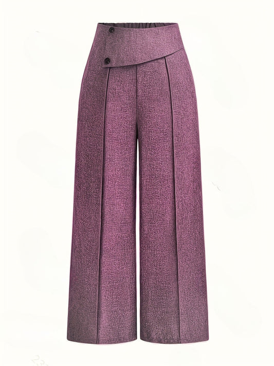 Pantalón De Talle Alto Con Piernas Anchas Y Pliegues Frontales Para Mujer | Ideal Para Uso Diario O Profesional
