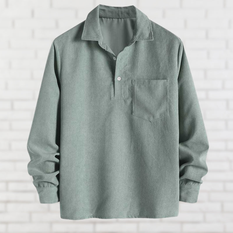 Camisa Con Cierre Abotonado Y Bolsillo En El Pecho Para Hombre | Ideal Para Uso Diario
