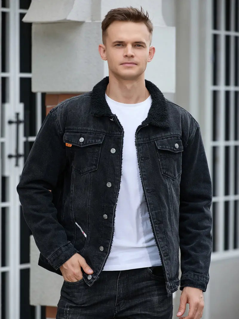 Chaqueta Vaquera Para Hombre De Corte Clásico Con Bolsillos Frontales | Ideal Para Uso Diario Y Actividades Informales