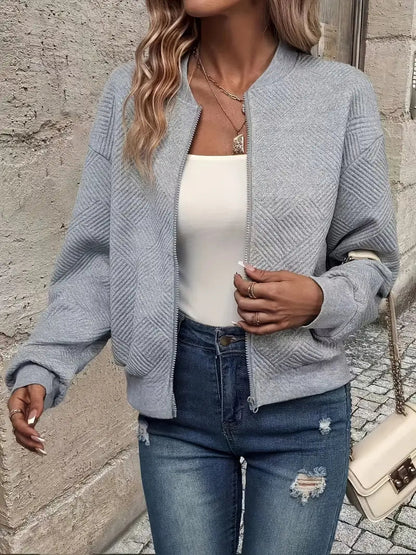Chaqueta Con Cremallera Frontal Y Corte Holgado Para Mujer | Ideal Para Uso Diario O Entretiempo