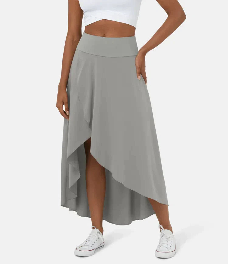 Falda Midi De Talle Alto Con Bajo Fruncido Para Mujer | Ideal Para Uso Diario