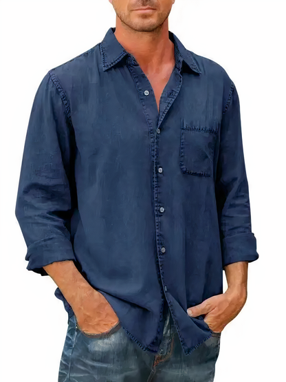 Camisa de Manga Larga Denim con Corte Amplio para Hombre | Ideal para Uso Diario