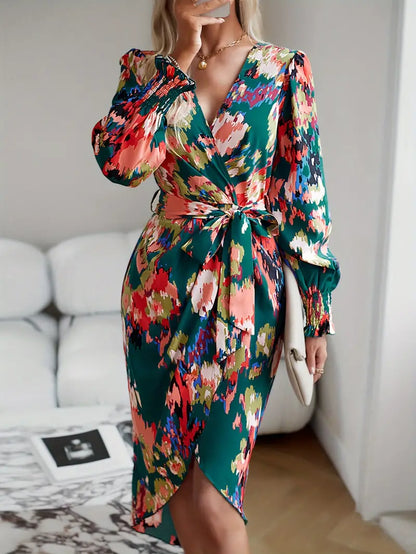 Vestido con Mangas Gigot y Cinturón Ajustable para Mujer | Ideal para Uso Diario y Ocasiones Semi-Formales