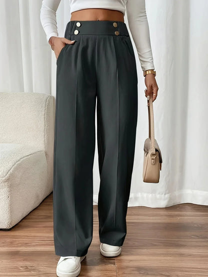 Pantalón de Pierna Recta con Cintura Elástica para Mujer | Ideal para Trabajo y Salidas
