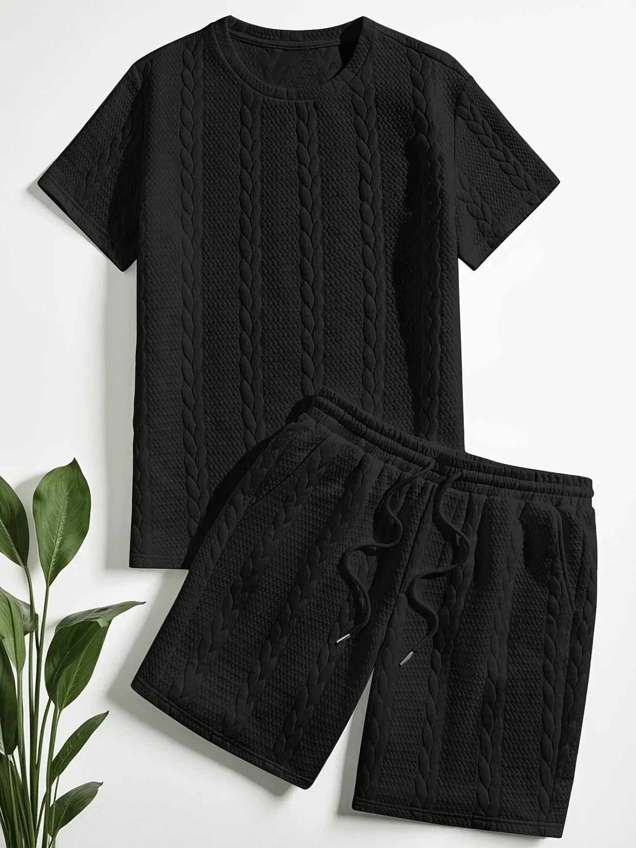 Conjunto de Dos Piezas con Motivo Trenzado en Relieve para Mujer | Ideal para Uso Diario