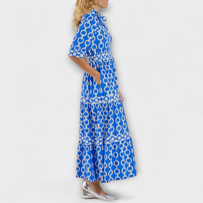 Vestido Midi Con Estampado De Cadena Para Mujer | Ideal Para Uso Diario Y Eventos Sociales