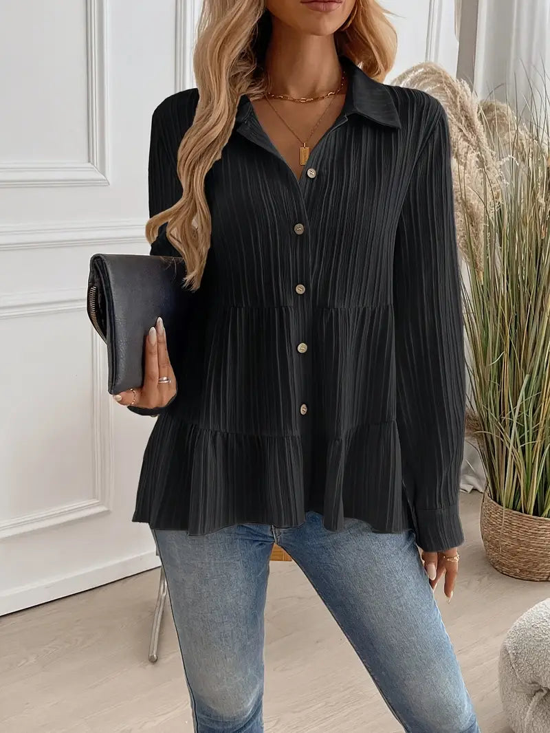 Camisa Con Cierre De Botones Y Corte Fluido Para Mujer | Ideal Para Oficina Y Uso Diario