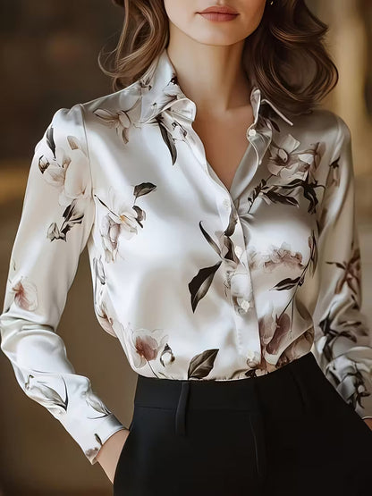 Blusa de Mangas Largas con Estampado Floral para Mujeres | Ideal para Uso Diario y Contextos Profesionales