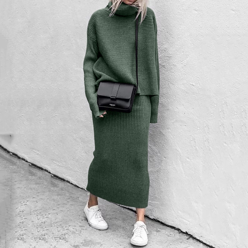 Conjunto de Dos Piezas con Jersey Oversize y Falda Midi Ajustada para Mujer | Ideal para Días Informales o Ciudad