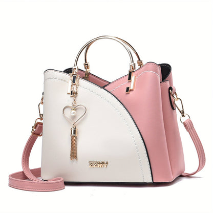 Bolso de Mano con Compartimento Principal y Detalles Color Block para Mujer | Ideal para Uso Diario