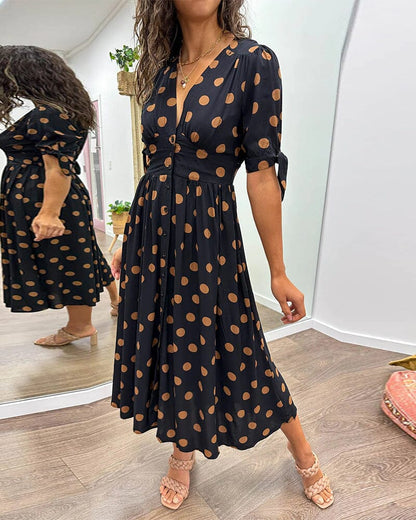 Vestido Midi con Estampado de Lunares para Mujer | Ideal para Salidas y Eventos de Verano