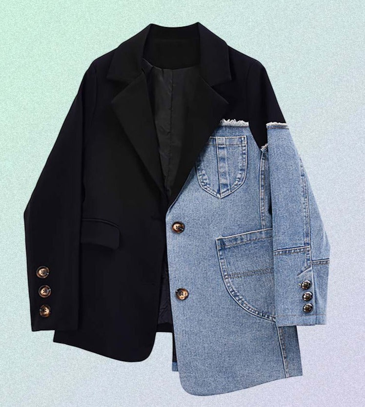 Chaqueta Patchwork con Cierre Frontal para Mujer | Ideal para Uso Diario