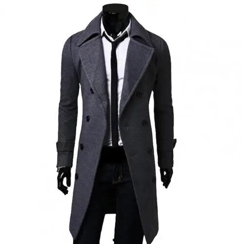 Trench-Coat De Doble Botonadura Con Cinturón Ajustable Para Hombre | Ideal Para Uso Diario Y Urbano