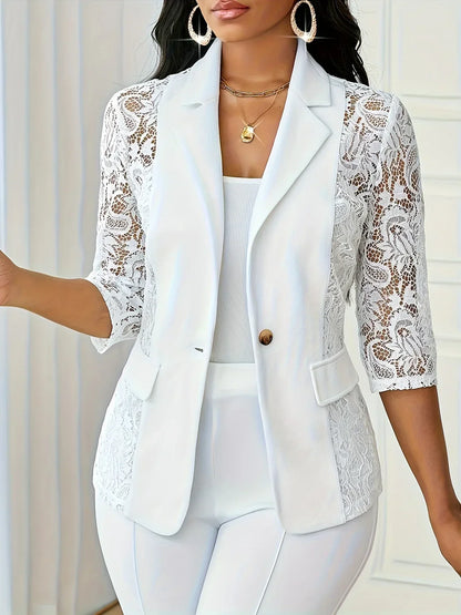 Blazer Blanco con Mangas 3/4 para Mujer | Ideal para Oficina u Ocasiones Variadas