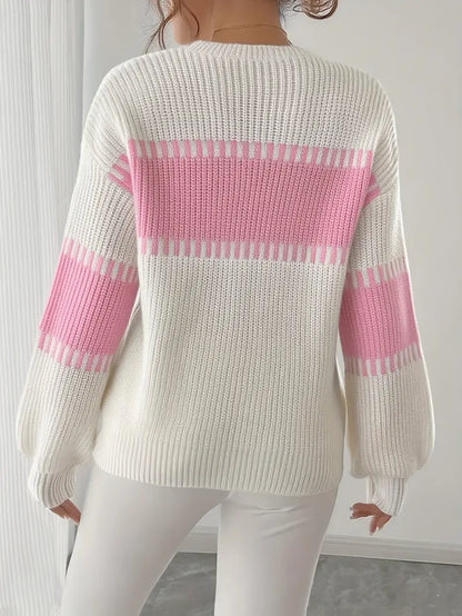 Jersey De Manga Larga Con Cuello Redondo Para Mujer | Ideal Para Uso Diario Y Trabajo