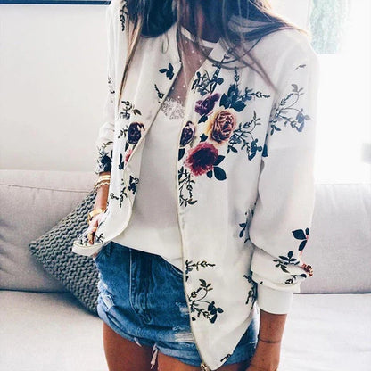 Cazadora Bomber Con Estampado Floral Para Mujer | Ideal Para Uso Diario Y Contextos Informales