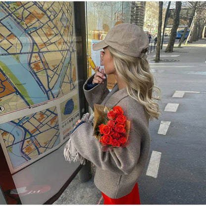 Abrigo De Invierno Con Corte Suelto Y Botones Dobles Para Mujer | Ideal Para Invierno
