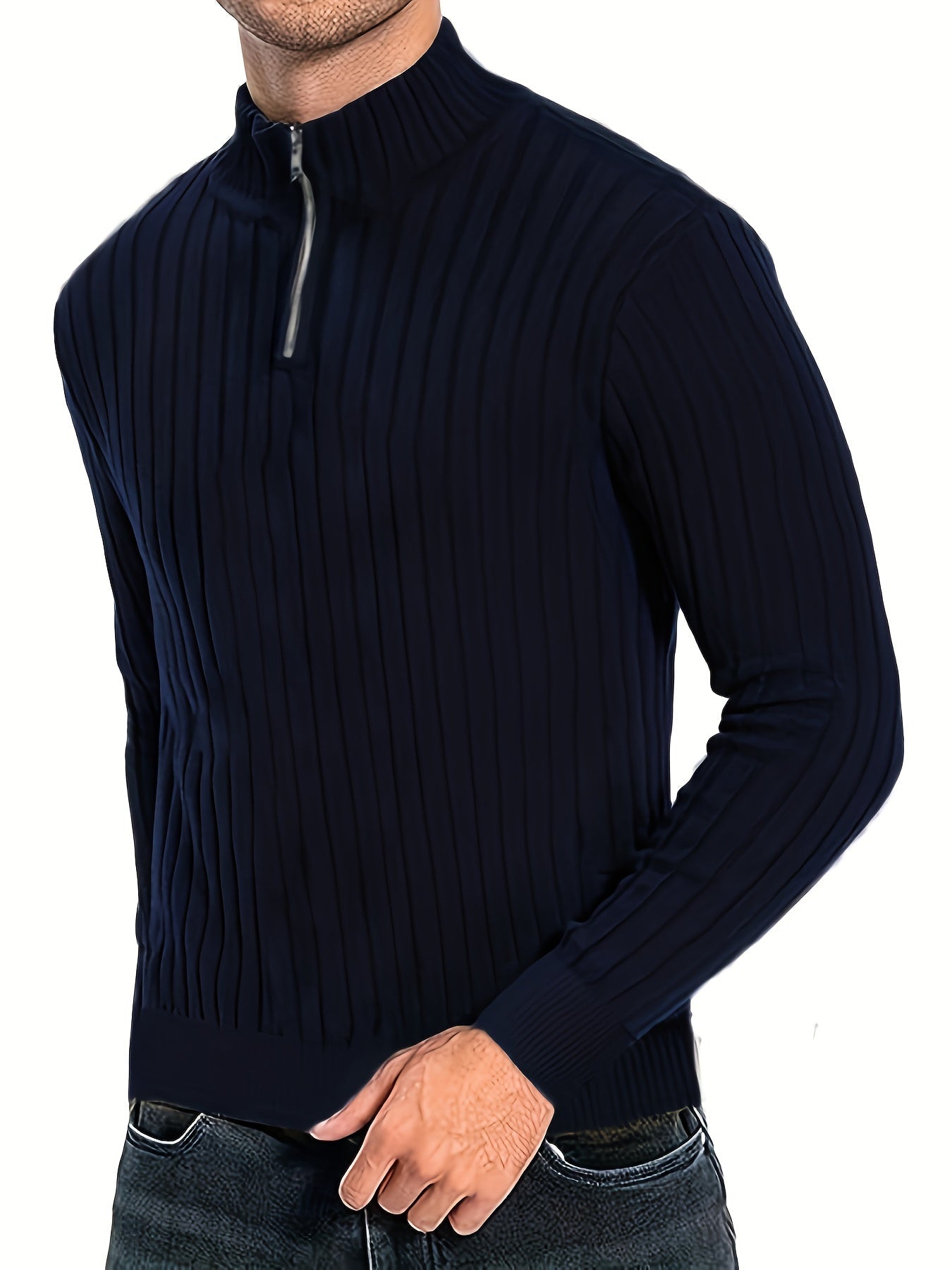 Jersey Con Cuello Alto Y Cremallera Para Hombre | Ideal Para Uso Diario Y Ocasional