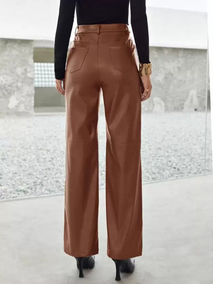 Pantalón de Corte Recto con Cierre de Botón y Cremallera para Mujer | Ideal para Uso Diario