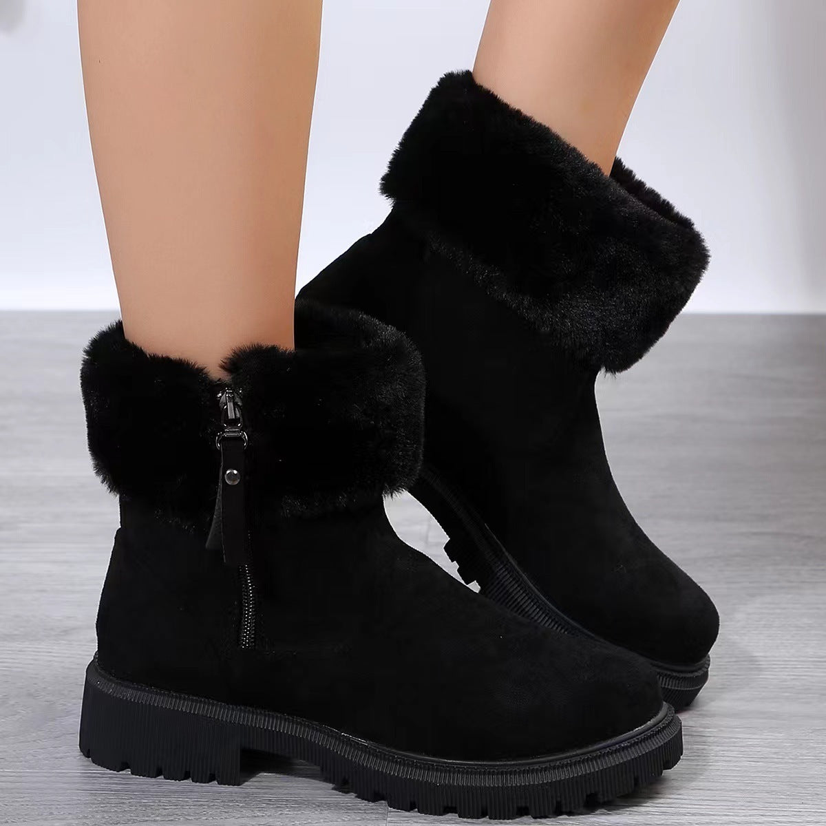 Botas de Invierno con Suela Elevada y Cremallera Lateral para Mujer | Ideal para Invierno