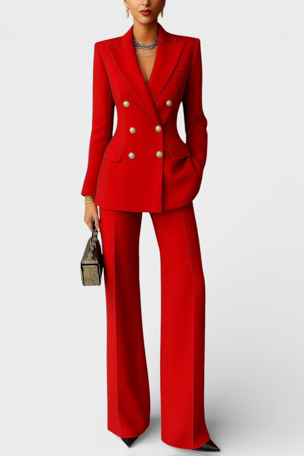 Conjunto de Dos Piezas con Blazer Estructurado y Pantalón a Juego para Mujer | Ideal para Oficina o Uso Diario
