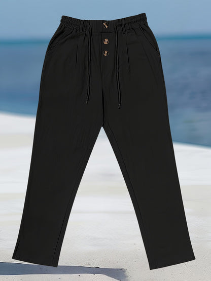 Pantalón de Pierna Ancha con Cintura Elástica y Cordón para Hombre | Ideal para Uso Diario