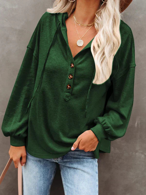 Jersey Con Capucha y Botones Frontales Para Mujer | Ideal Para Días Frescos