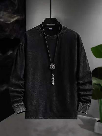 Camisa de Manga Larga con Efecto de Color Deslavado para Hombre | Ideal para Uso Diario