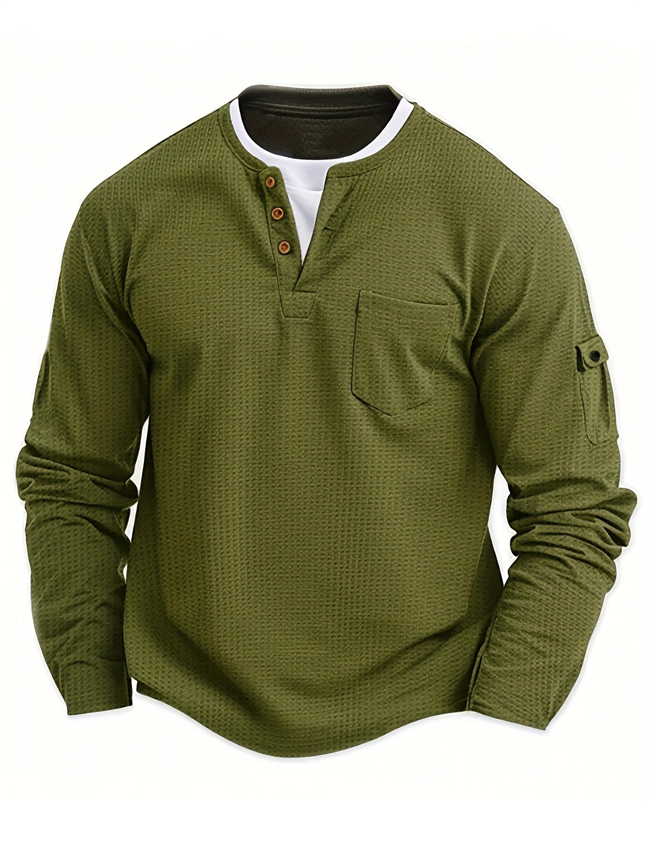 Polo De Manga Larga Con Apertura De Botones Y Bolsillos Para Hombre | Ideal Para Uso Diario