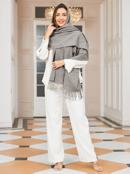Bufanda de Formato Grande con Flecos para Mujer | Ideal para Otoño e Invierno
