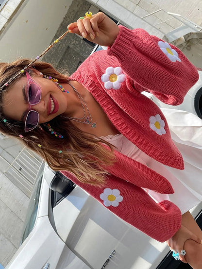 Cárdigan con Mangas Lanterna y Estampado Floral para Mujer | Ideal para Superposiciones Ligera