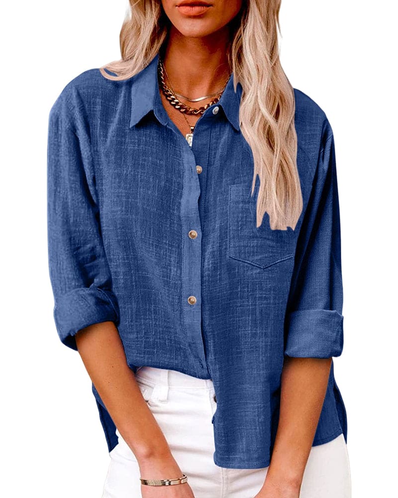 Camisa de Manga Larga con Cierre de Botones para Mujer | Ideal para Uso Diario y Semi-Formal
