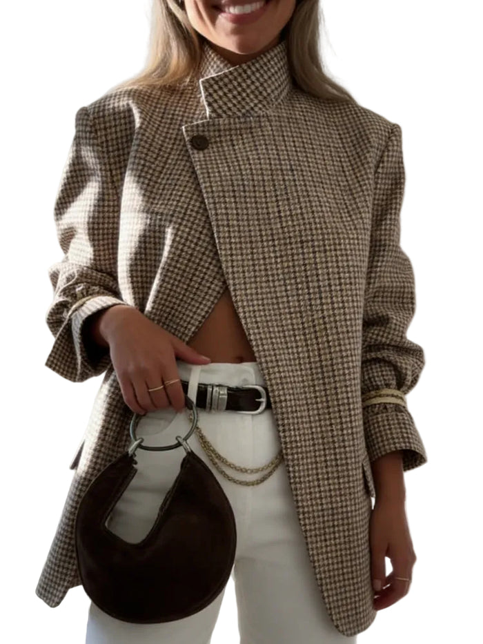 Blazer Estructurado Con Cuadros Para Mujer | Ideal Para Trabajo Y Uso Diario