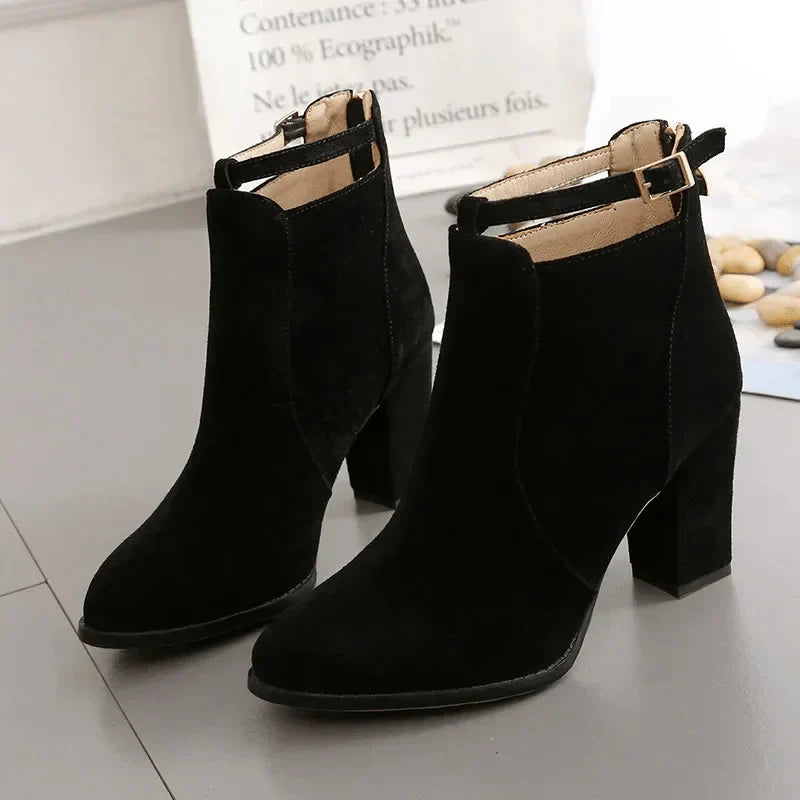 Botines con Tacón de Bloque Alto para Mujer | Ideal para Uso Diario y Eventos