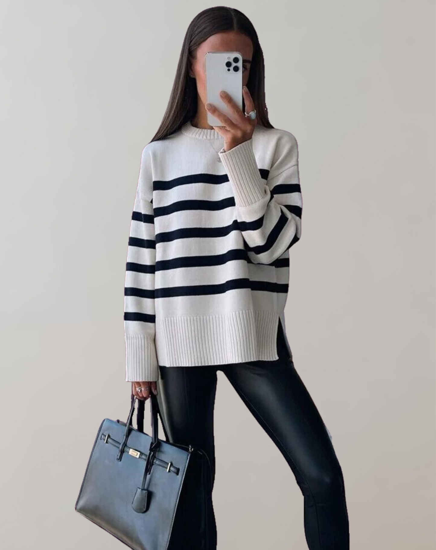Jersey Con Rayas De Corte Amplio Para Mujer | Ideal Para Uso Diario