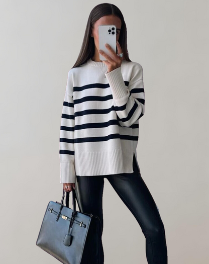 Jersey Con Rayas De Corte Amplio Para Mujer | Ideal Para Uso Diario