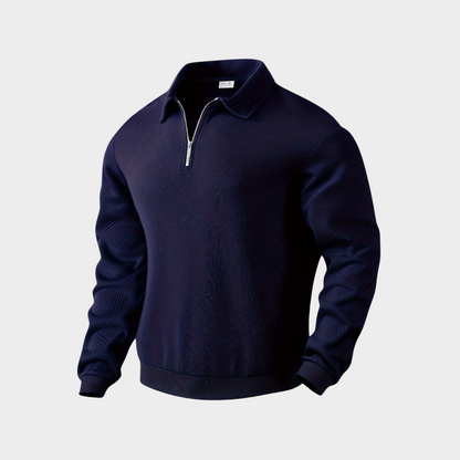 Sudadera De Corte Amplio Con Motivo Geométrico Y Cuello Con Media Cremallera Para Hombres | Ideal Para Uso Diario E Informal