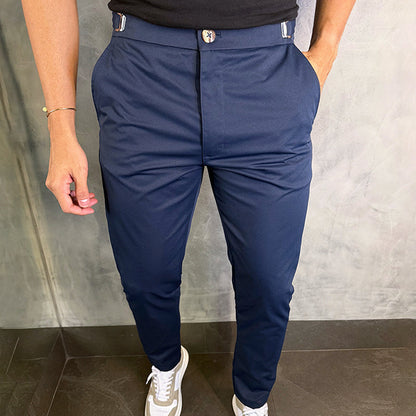 Pantalón Slim con Cierre de Botón y Bolsillos para Hombre | Ideal para Uso Diario