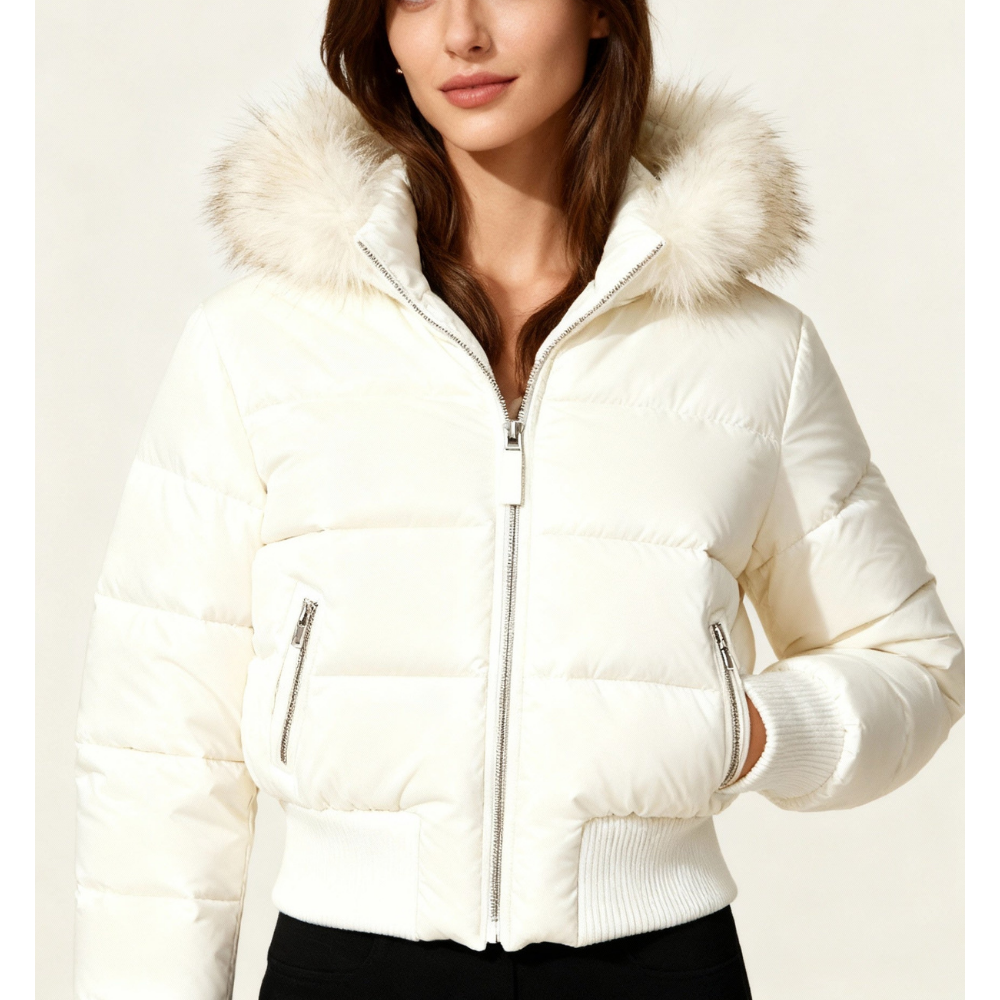 Chaqueta Acolchada con Cuello Alto y Capucha Desmontable para Mujer | Ideal para Invierno