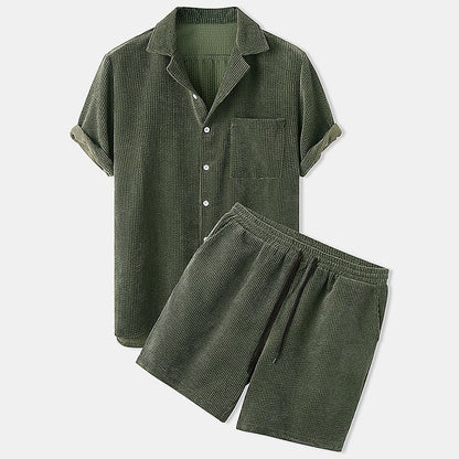 Conjunto De Dos Piezas Para Hombre Con Camisa De Manga Corta Y Short | Uso Diario Verano