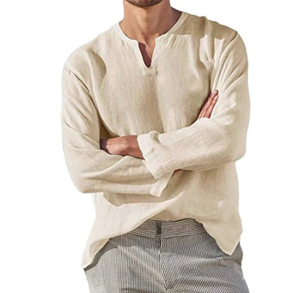Camisa De Color Liso Con Cuello En V Para Hombre | Ideal Para Uso Diario