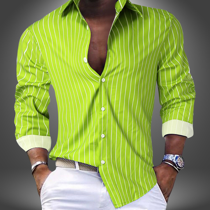 Camisa De Manga Larga Con Cierre De Botones Para Hombres | Ideal Para Uso Diario