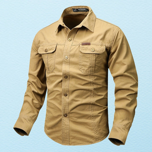 Camisa Con Cierre De Botones Y Bolsillos En El Pecho Para Hombres | Ideal Para Uso Diario Y Profesional