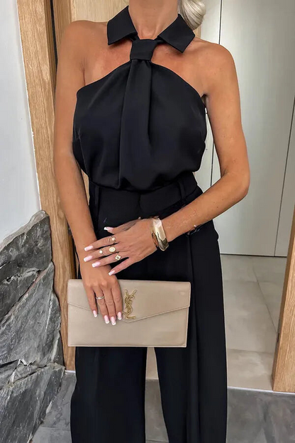 Mono con Cuello Halter y Piernas Anchas para Mujer | Ideal para Eventos y Salidas